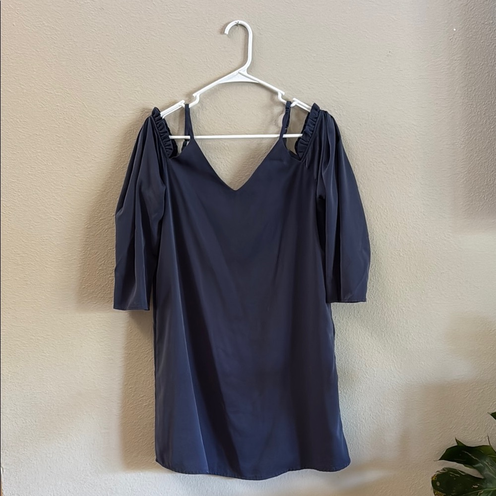 Elegant Navy Blue Off-Shoulder Dress